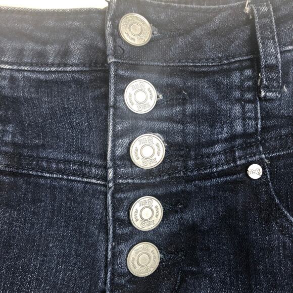 Tilly's RSQ Newport High Rise Denim Jean Button Up Blue Dark Wash Shorts - Picture 4 of 7